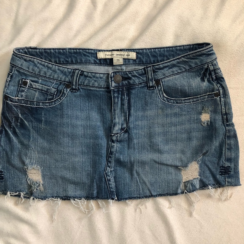 Forever 21 Denim Cut Off Skirt